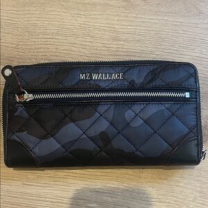 MZ Wallace Black Quilted Camouflage Wallet